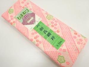 アンティーク　斜め縞に梅・撫子模様　長襦袢地反物
